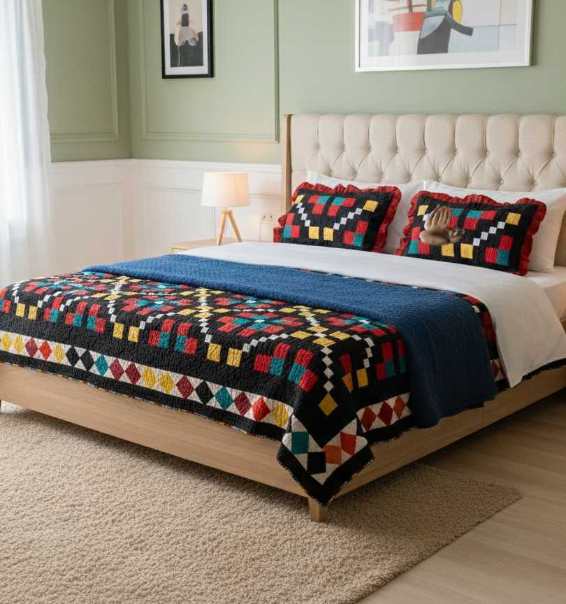 Heritage Applique Rilli Quilt-Black